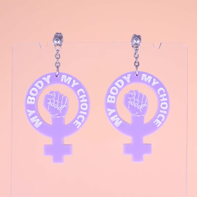 Earrings - My Body My Choice - Big - Stainless steel chain color silver