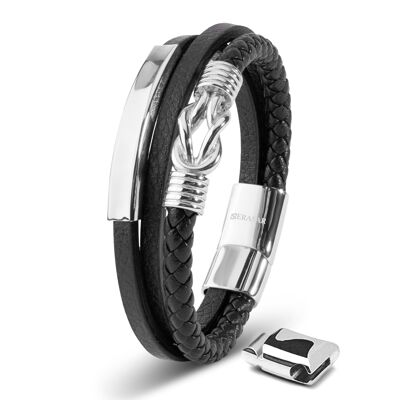 Leather bracelet "Proud" - silver - B040