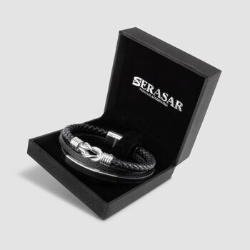 Bracelet en cuir "Fier" - argent - B040 2