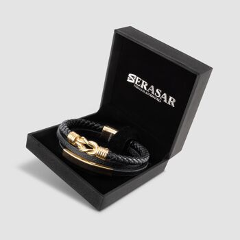 Bracelet en cuir "Fier" - doré - B041 2