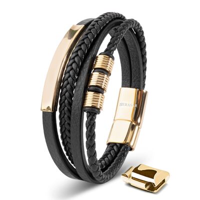 Leather bracelet "Brave" - Gold - B044