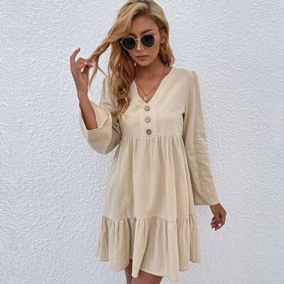 Ladies mini dress beige | casual | polyester / cotton | various sizes