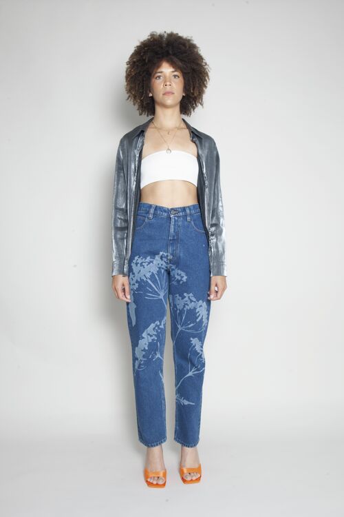 High Waisted Organic & Recycled Laser Dandelion Blue Jeans