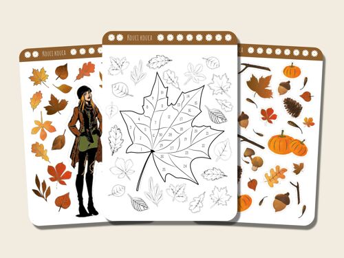 Set mensuel de planches de stickers sur le thème de l'automne pour bullet journal