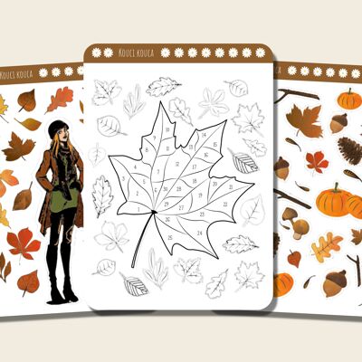 Monthly set of autumn-themed bullet journal sticker sheets