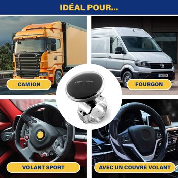 Boule de Volant Camion - Pommeau XL Spécial Volants Épais - pour Poids Lourd, Fourgon, Camionnette, Volants Sport et Tuning - Facilite Les Manœuvres 4