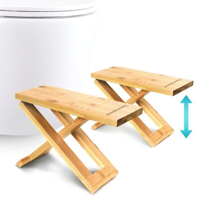 Bamboo Toilet Squat Stool - Wooden Toilet Step - Foldable and Design Physiological Footrest - Natural Constipation Treatment Recommended by Doctors