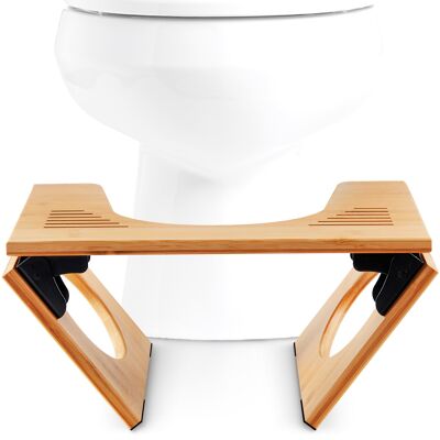 Tabouret de Toilettes Pliable en Bambou - Accroupisseur Physiologique en Bois - Repose Pieds Repliable pour WC - Marchepied Anti Constipation, Recommandé par Les Médecins