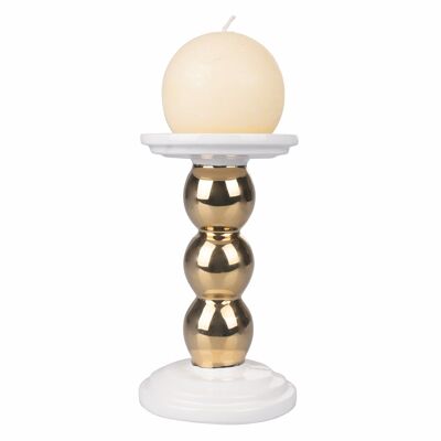 CANDLE HOLDER WHITE / GOLD 19 CM