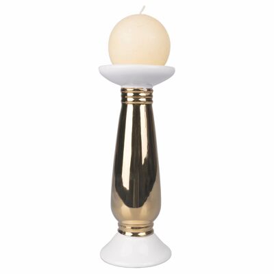 CANDLE HOLDER WHITE / GOLD 13 CM