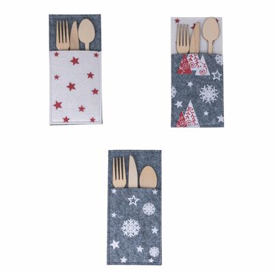 XMAS CUTLERY HOLDER GRAY RED 3 ASS