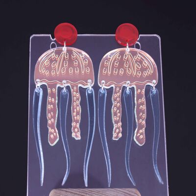 Earrings - Jellyfish Mother - Stud color - Red