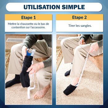Enfile Chaussettes - Aide les personnes âgées ou à mobilité réduite à mettre leurs chaussettes sans se baisser - Enfileur de Chaussettes pour maintien à domicile 2