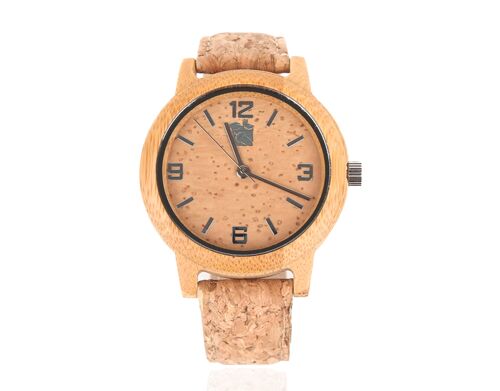 Reloj de madera y corcho