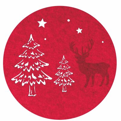 XMAS RED ROUND REINDEER PLACEMAT