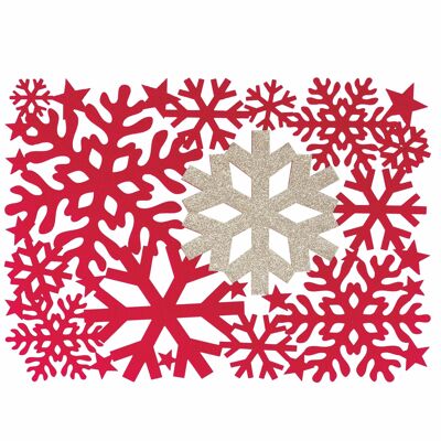 XMAS RED RECTANGULAR GLITTER PLACEMAT