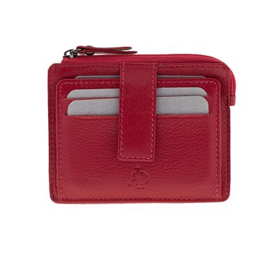 Adapell -Portacarte- Portacarte con borsa - Portacarte in pelle - Portacarte in vera pelle -Capacità fino a 16 carte (rosso) 3