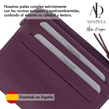 Adapell - Porte-cartes - Porte-cartes porte-monnaie - Porte-cartes en cuir - Porte-cartes en cuir authentique - Capacité jusqu'à 16 cartes (violet) 4 4