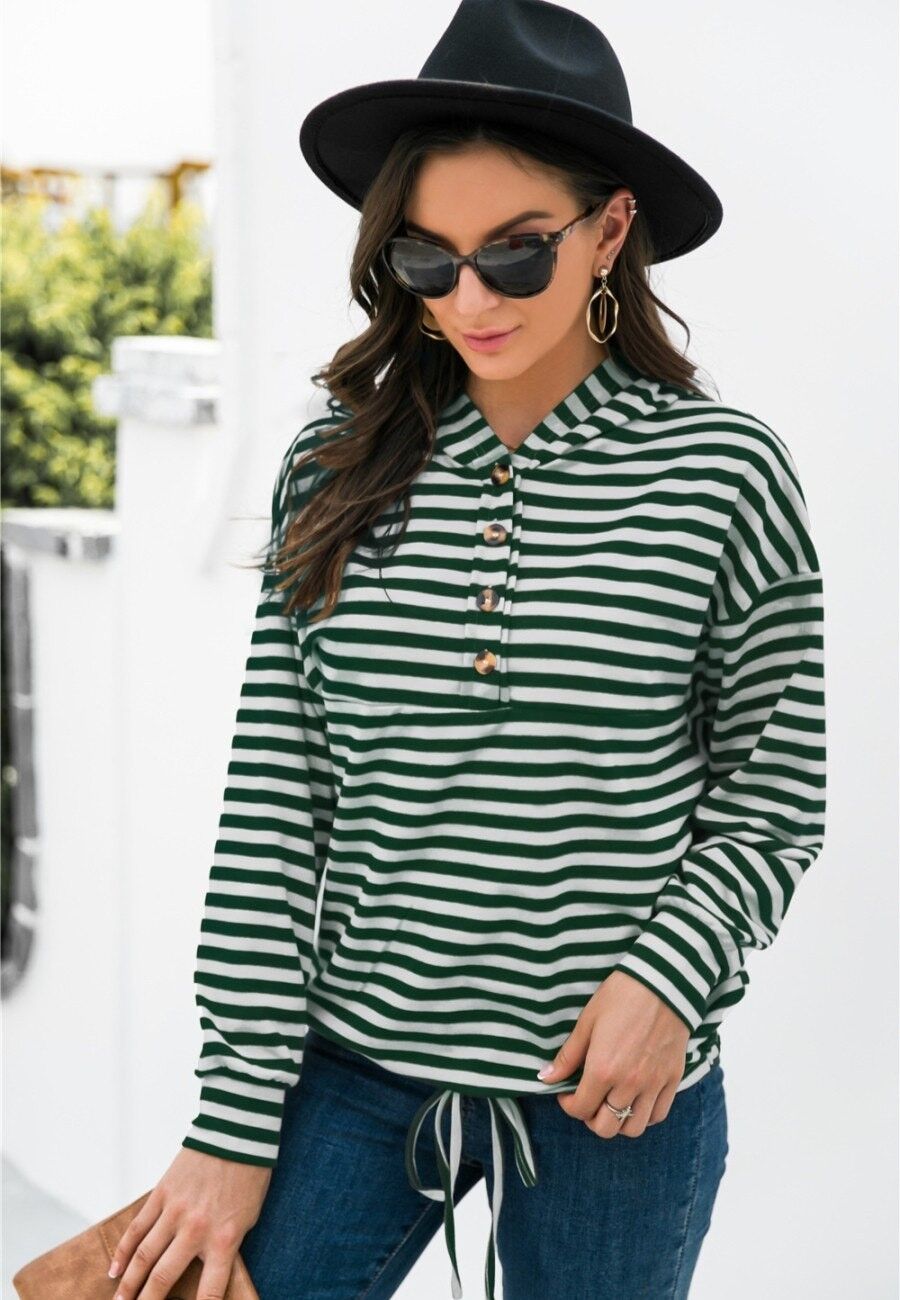 Horizontal discount striped hoodie