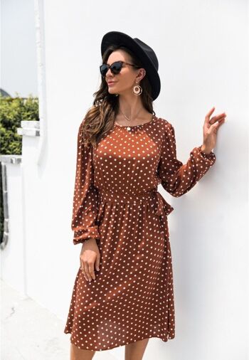 Robe dos nu à pois-Marron 4