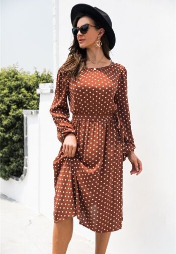 Robe dos nu à pois-Marron 5