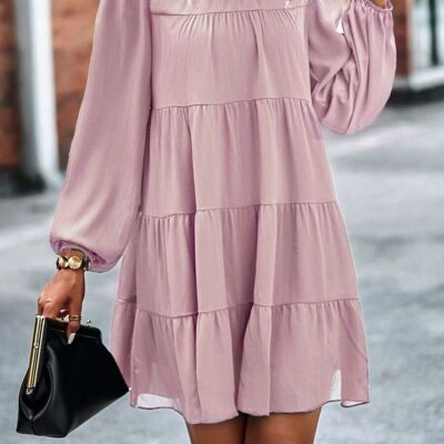 Tie Ribbon Back Shift Dress-Pink