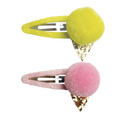 Hair Clip Set Ice-Cream in Strawberry Citron