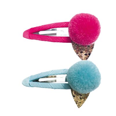 Hair Clip Set Ice-Cream in Raspberry Azzurro