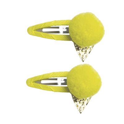 Barrette Ice Cream avec clip en jaune fluo