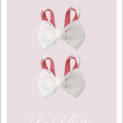 Estelle Clip Hair Bow Set - Bunny