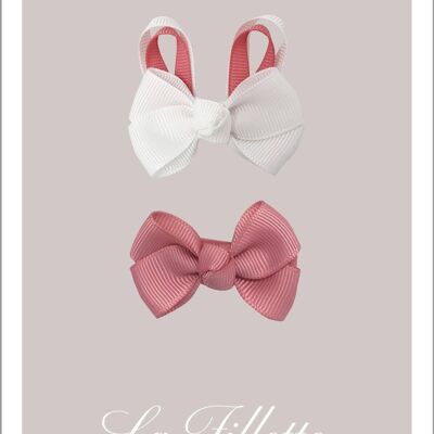 Estelle hair bow set with clip - Bunny and friend