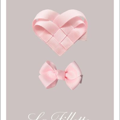 Je t'aime Estelle Clip Hair Bow Set - rose poudré