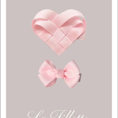 Je t'aime Estelle Clip Hair Bow Set - powder pink