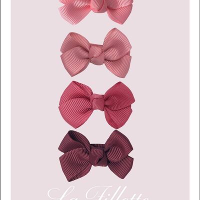 Estelle Clip Hair Bow Set - Dusty Rose