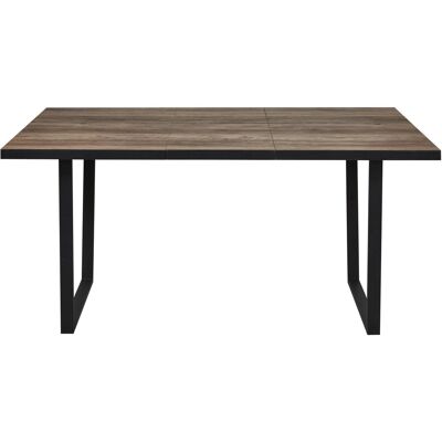 Table de repas extensible 13705NA Marron - plateau Bois pieds Metal Noir 160 x 90 avec rallonge 40 cm