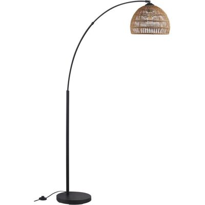 Lampadaire 26750NO Beige - abat jour Aspect rotin pieds Metal Noir