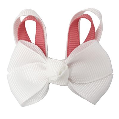 Clip per capelli coniglietto con clip in bianco e rosa