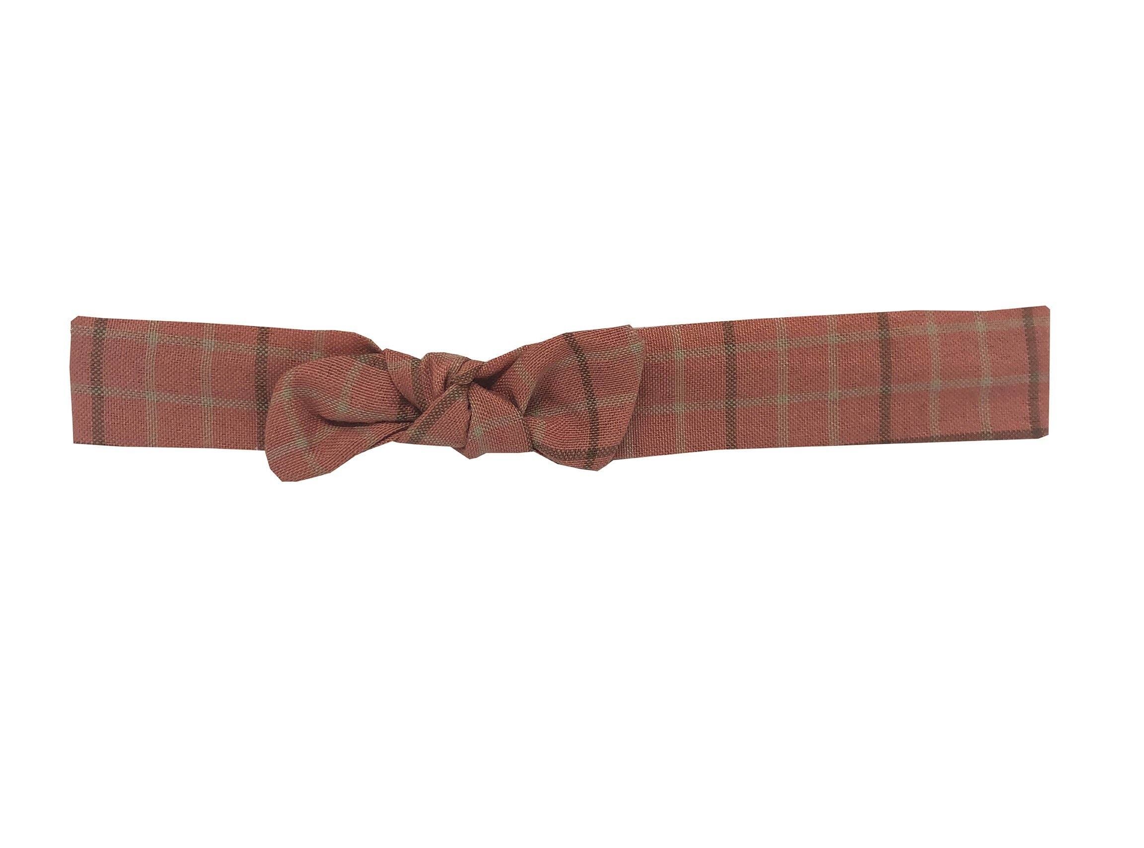 Cinta para el pelo Colette a cuadros salmón