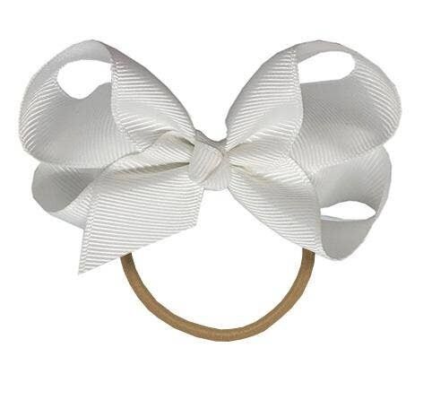 Maxima Haarschleife mit Gummiband in warmweiss