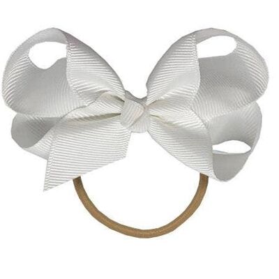 Maxima hair bow with elastic band in warm white