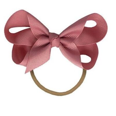Maxima hair bow with elastic band in dusky pink