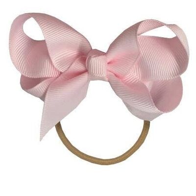 Maxima hair bow with elastic band in powder pink