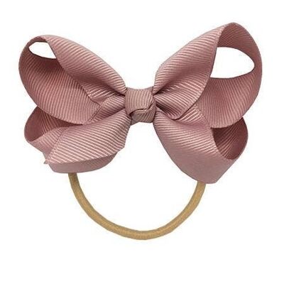 Maxima hair bow with elastic band in antique pink