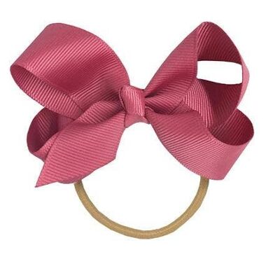 Maxima hair bow with elastic band in oriental pink