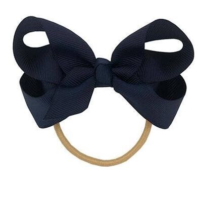 Maxima hair bow with elastic band in dark blue
