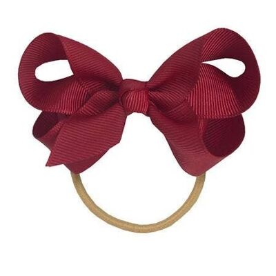 Maxima hair bow with elastic band in dark red
