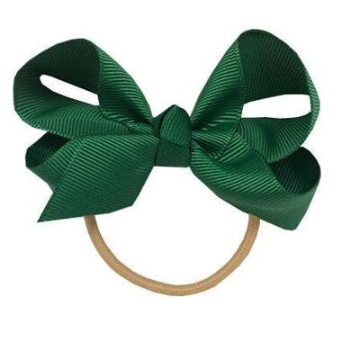 Maxima hair bow with elastic band in dark green