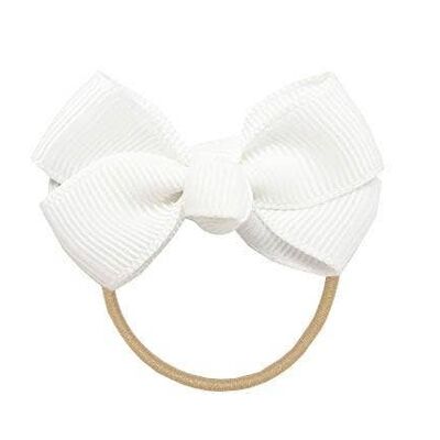 Estelle hair bow with elastic band in warm white