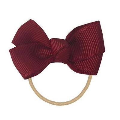 Estelle hair bow with elastic band in dark red