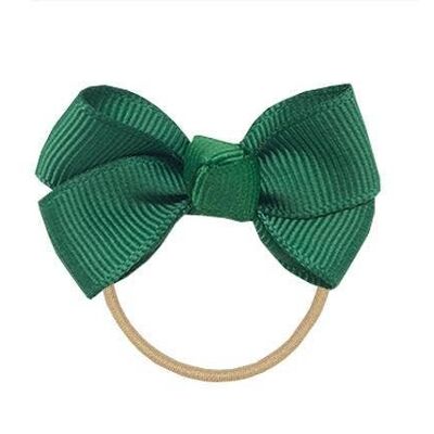 Estelle hair bow with elastic band in dark green
